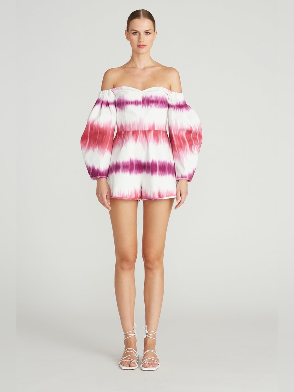 AMUR Ariadne Off-Shoulder Romper in Pink & Purple ~ EUC Size 4 ~ Retail $428